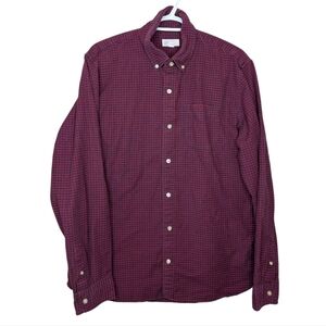 GAP For Good Cotton Oxford Red Blue Checkered Button Down Men's Large